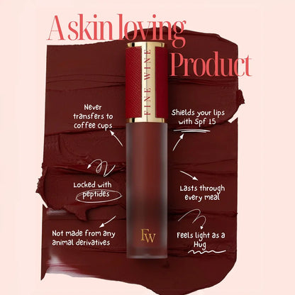 Matte SPF lip mousse lipstick tube in dark berry/burgundy shade