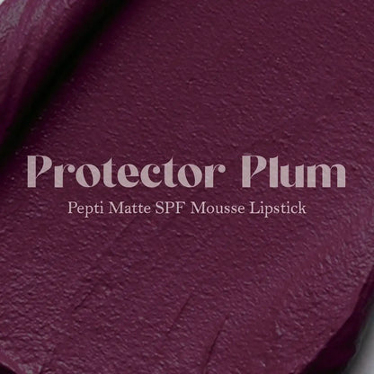 Plum matte lip mousse lipstick swatch for Protector Plum