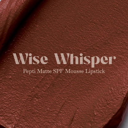 Burgundy matte lip mousse swatch with textured finish, close-up