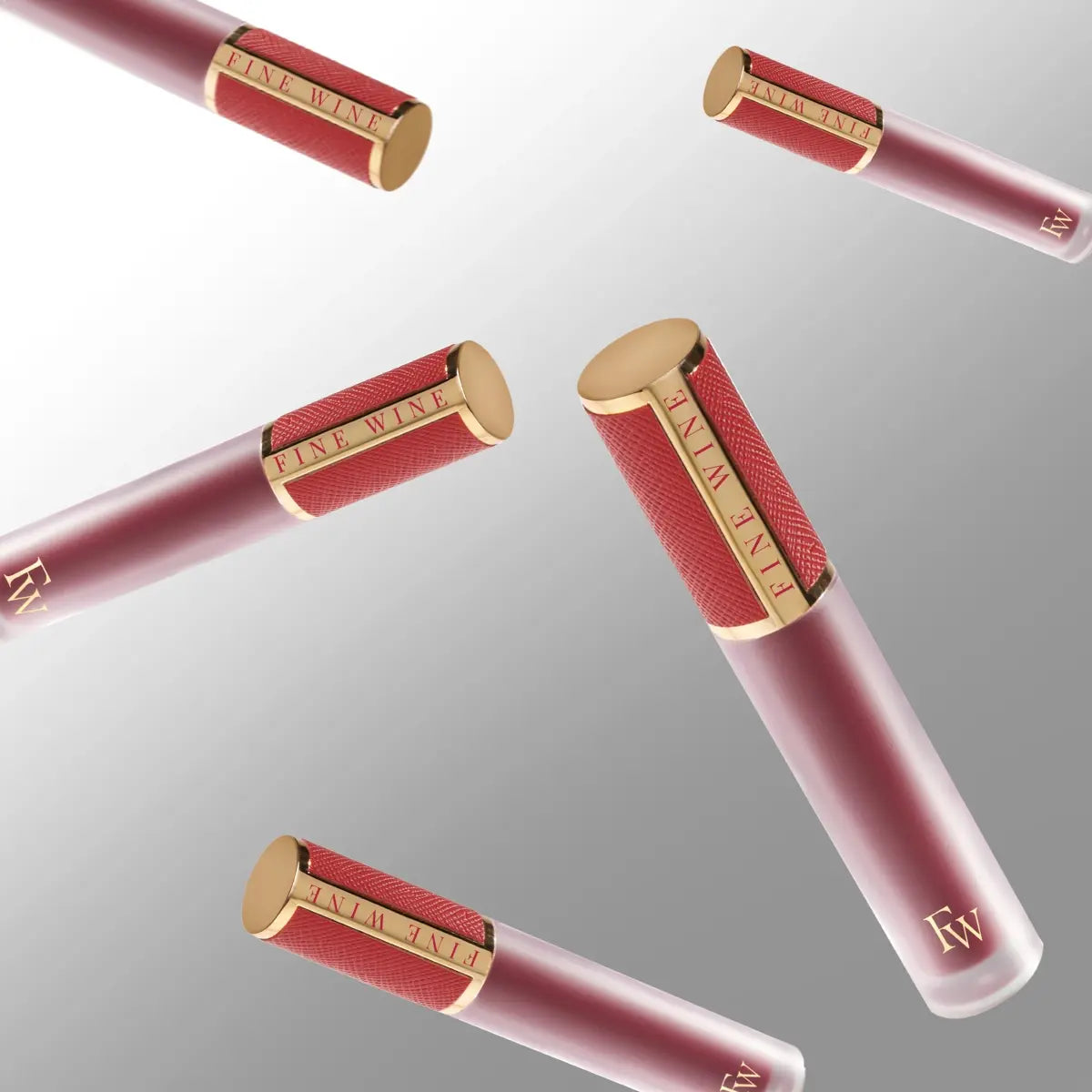 Matte SPF lip mousse lipstick set of rose-pink tubes with gold caps